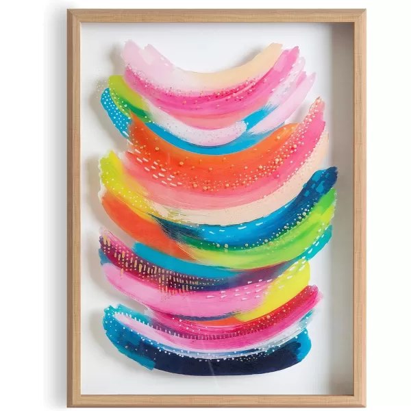 Kate and Laurel Blake Bright Abstract Framed Printed Glass Art by Jessi Raulet of EttaVee 18x24 Natural Beautiful Modern Glass Wall Art for HomeNatural