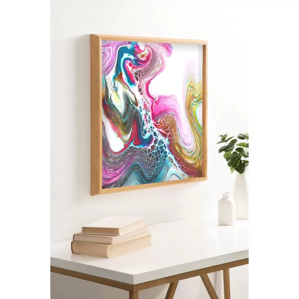 Kate and Laurel Blake Kaleidescope Framed Printed Acrylic Wall Art by Xizhou Xie 24x24 Natural Modern Abstract Bright Colorful Art for Wall
