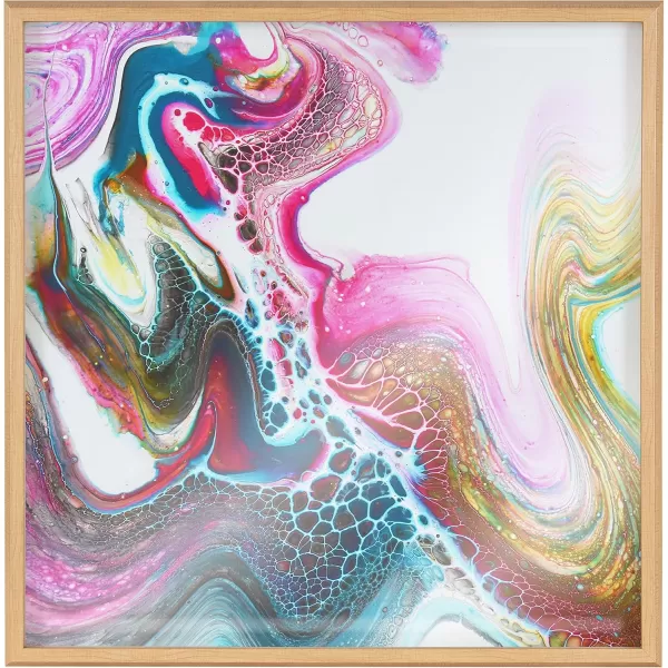 Kate and Laurel Blake Kaleidescope Framed Printed Acrylic Wall Art by Xizhou Xie 24x24 Natural Modern Abstract Bright Colorful Art for Wall