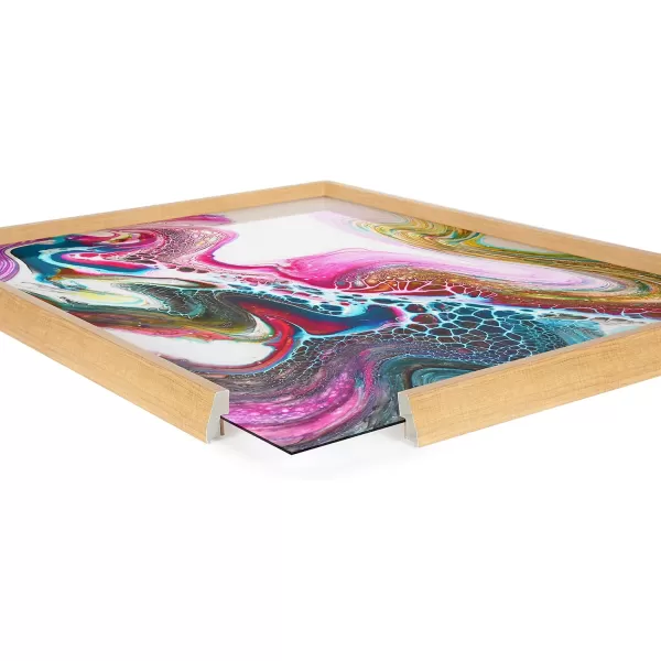 Kate and Laurel Blake Kaleidescope Framed Printed Acrylic Wall Art by Xizhou Xie 24x24 Natural Modern Abstract Bright Colorful Art for Wall