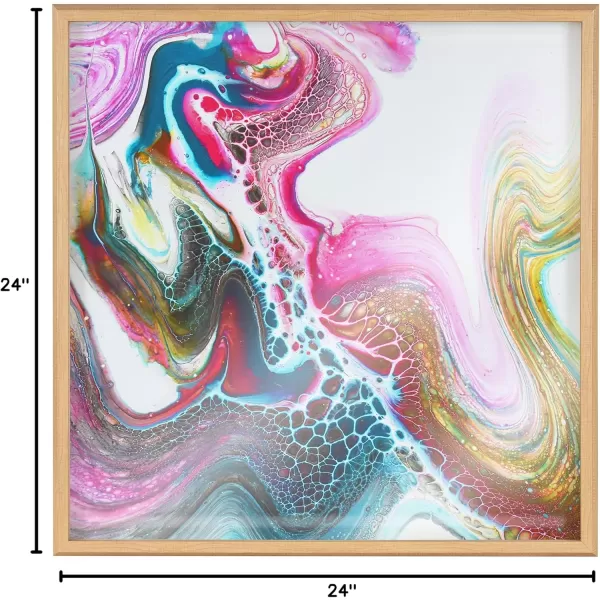 Kate and Laurel Blake Kaleidescope Framed Printed Acrylic Wall Art by Xizhou Xie 24x24 Natural Modern Abstract Bright Colorful Art for Wall