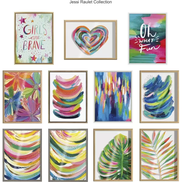 Kate and Laurel Blake Labyrinth Heart Framed Printed Glass Wall Art by Jessi Raulet of Ettavee 18x24 Natural Decorative Rainbow Heart Art for Wall