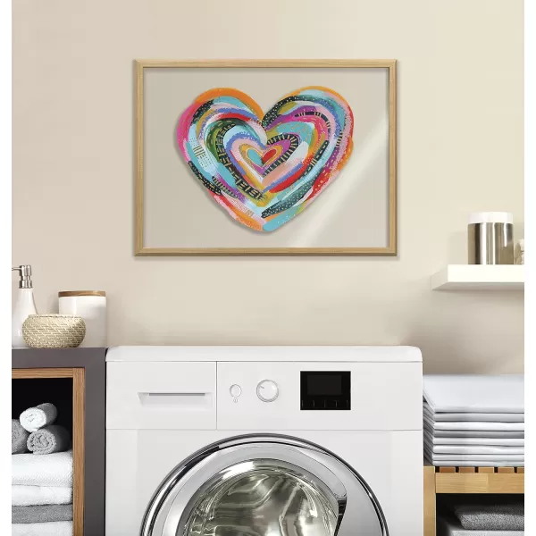 Kate and Laurel Blake Labyrinth Heart Framed Printed Glass Wall Art by Jessi Raulet of Ettavee 18x24 Natural Decorative Rainbow Heart Art for Wall