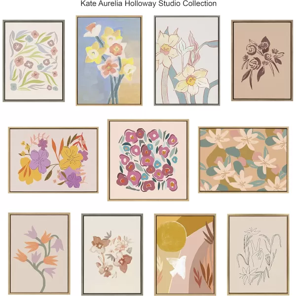 Kate and Laurel Blake Peace Love Flowers Framed Printed Acrylic Wall Art by Kate Aurelia Holloway 24x24 Natural Colorful Floral Art for Wall