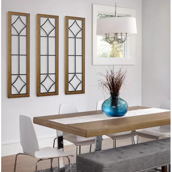 Kate and Laurel Brenham Rustic Windowpane Panel Wood and Metal Wall Plaques Set of 2 Rustic Brown and Black Chic Farmhouse Wall Decor