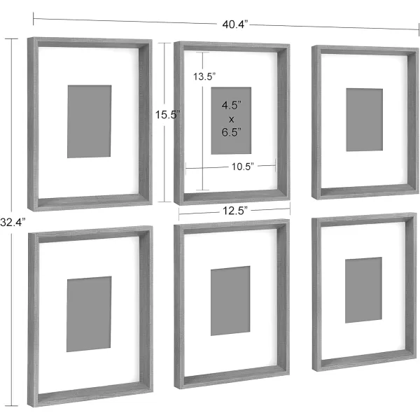 Kate and Laurel Calter 6 Framed Modern Black and White Geometric Abstract Art Prints BlackBlack