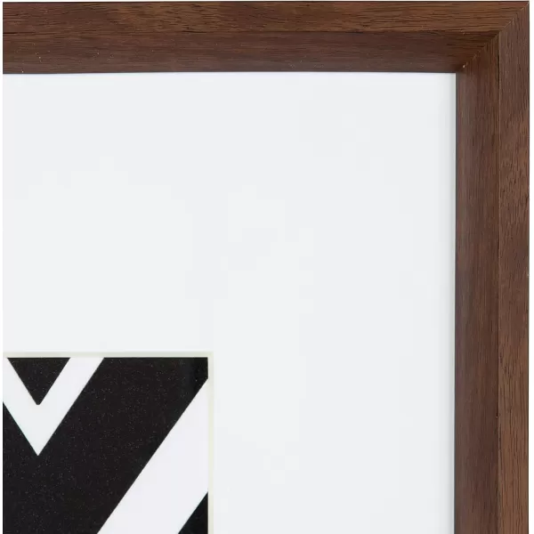 Kate and Laurel Calter 6 Framed Modern Black and White Geometric Abstract Art Prints BlackWalnut Brown