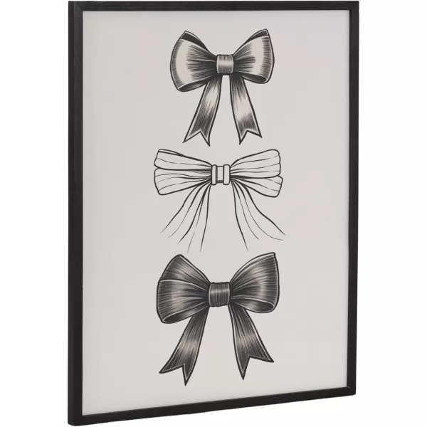 Kate and Laurel Coquette Preppy Retro Girly Red Pink Bow Cherries Framed Wall Art by The Creative Bunch Studio 12x16 Gold Cute Hair Bow Art for WallBlack  Black Bows