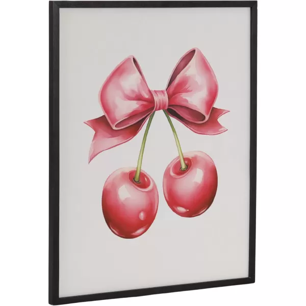 Kate and Laurel Coquette Preppy Retro Girly Red Pink Bow Cherries Framed Wall Art by The Creative Bunch Studio 12x16 Gold Cute Hair Bow Art for WallBlack  Red Bows