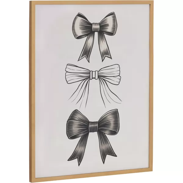 Kate and Laurel Coquette Preppy Retro Girly Red Pink Bow Cherries Framed Wall Art by The Creative Bunch Studio 12x16 Gold Cute Hair Bow Art for WallGold  Black Bows