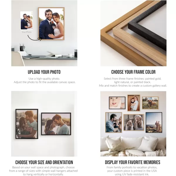 Kate and Laurel Custom Printed Framed Wall Art 20x16 Gold Personalized Wall Print with Your Photos for Bedroom or Living Room Gallery Wall Decor  Customizable Photo PrintsNatural