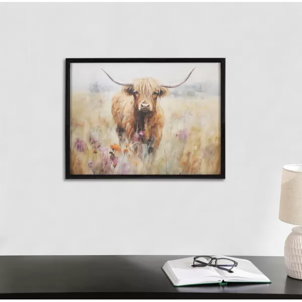 Kate and Laurel Cute Deer Wearing Glasses Framed Wall Art by The Creative Bunch Studio 12x16 Black Adorable Animal Art for WallBlack  Cow Flower Field