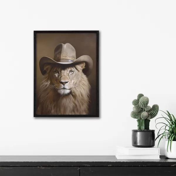Kate and Laurel Cute Deer Wearing Glasses Framed Wall Art by The Creative Bunch Studio 12x16 Black Adorable Animal Art for WallBlack  Cowboy Hat