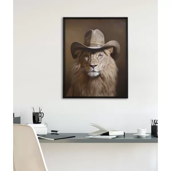 Kate and Laurel Cute Deer Wearing Glasses Framed Wall Art by The Creative Bunch Studio 12x16 Black Adorable Animal Art for WallBlack  Cowboy Hat