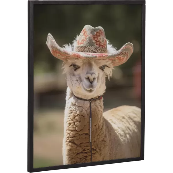 Kate and Laurel Cute Deer Wearing Glasses Framed Wall Art by The Creative Bunch Studio 12x16 Black Adorable Animal Art for WallBlack  Cowgirl Hat