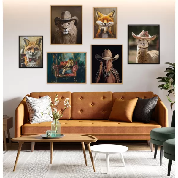 Kate and Laurel Cute Deer Wearing Glasses Framed Wall Art by The Creative Bunch Studio 12x16 Black Adorable Animal Art for WallBlack  Cowgirl Hat