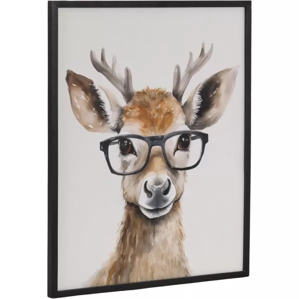 Kate and Laurel Cute Deer Wearing Glasses Framed Wall Art by The Creative Bunch Studio 12x16 Black Adorable Animal Art for WallBlack  Deer Glasses