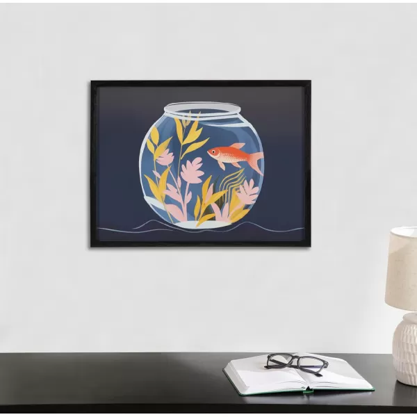 Kate and Laurel Cute Deer Wearing Glasses Framed Wall Art by The Creative Bunch Studio 12x16 Black Adorable Animal Art for WallBlack  Fish Tank