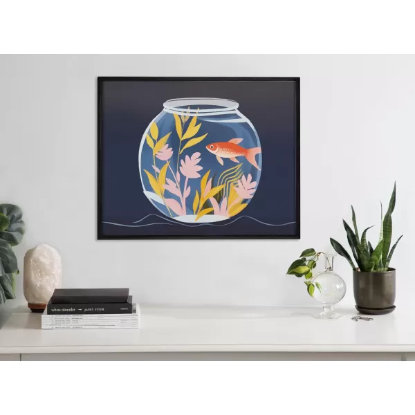 Kate and Laurel Cute Deer Wearing Glasses Framed Wall Art by The Creative Bunch Studio 12x16 Black Adorable Animal Art for WallBlack  Fish Tank