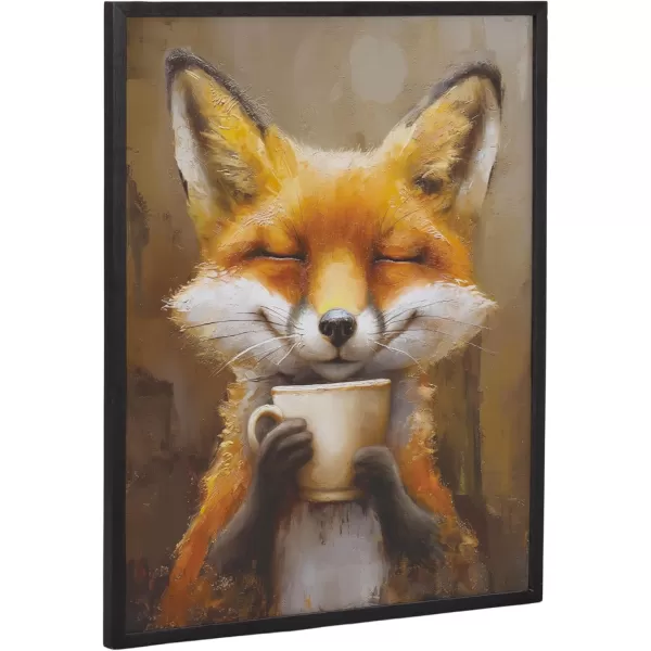 Kate and Laurel Cute Deer Wearing Glasses Framed Wall Art by The Creative Bunch Studio 12x16 Black Adorable Animal Art for WallBlack  Fox Coffee