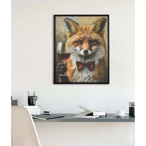 Kate and Laurel Cute Deer Wearing Glasses Framed Wall Art by The Creative Bunch Studio 12x16 Black Adorable Animal Art for WallBlack  Fox Wine