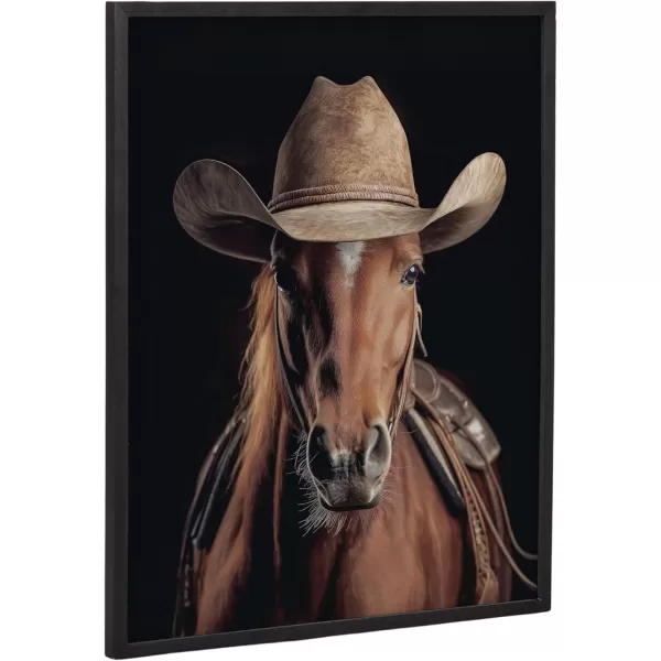 Kate and Laurel Cute Deer Wearing Glasses Framed Wall Art by The Creative Bunch Studio 12x16 Black Adorable Animal Art for WallBlack  Horse Cowboy