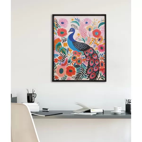 Kate and Laurel Cute Deer Wearing Glasses Framed Wall Art by The Creative Bunch Studio 12x16 Black Adorable Animal Art for WallBlack  Peacock