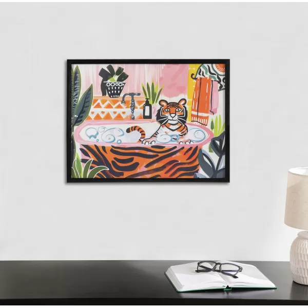 Kate and Laurel Cute Deer Wearing Glasses Framed Wall Art by The Creative Bunch Studio 12x16 Black Adorable Animal Art for WallBlack  Tiger Bath