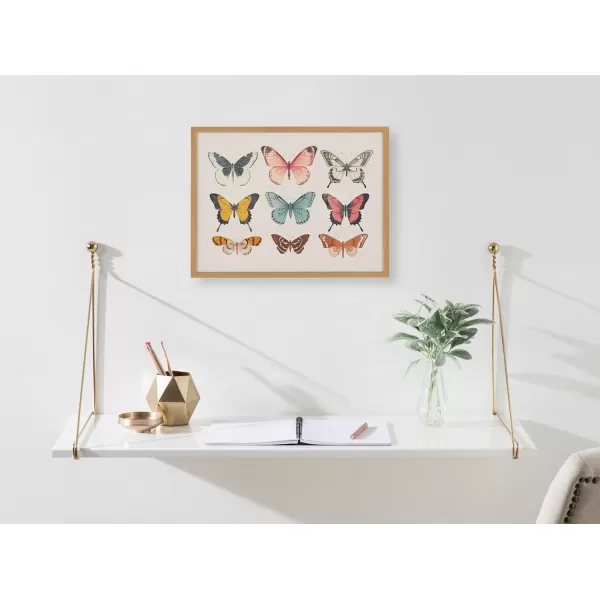 Kate and Laurel Cute Deer Wearing Glasses Framed Wall Art by The Creative Bunch Studio 12x16 Black Adorable Animal Art for WallGold  Butterflies
