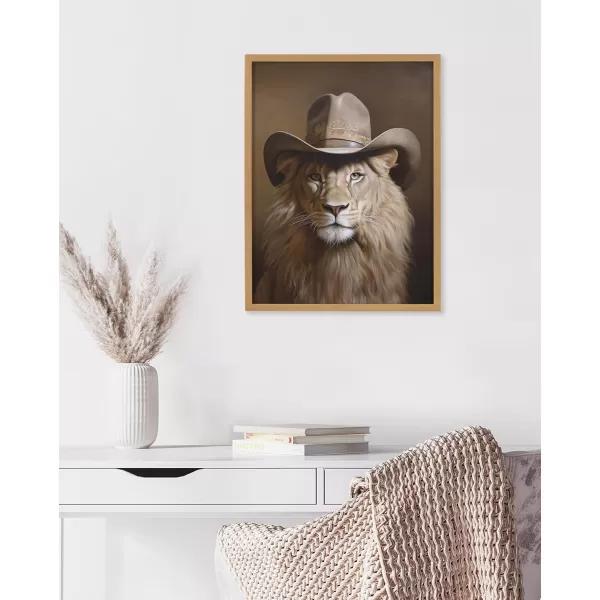 Kate and Laurel Cute Deer Wearing Glasses Framed Wall Art by The Creative Bunch Studio 12x16 Black Adorable Animal Art for WallGold  Cowboy Hat