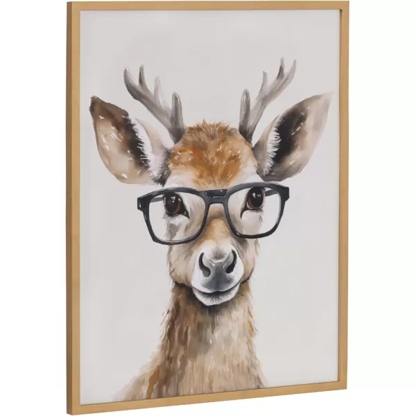 Kate and Laurel Cute Deer Wearing Glasses Framed Wall Art by The Creative Bunch Studio 12x16 Black Adorable Animal Art for WallGold  Deer Glasses