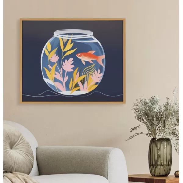 Kate and Laurel Cute Deer Wearing Glasses Framed Wall Art by The Creative Bunch Studio 12x16 Black Adorable Animal Art for WallGold  Fish Tank