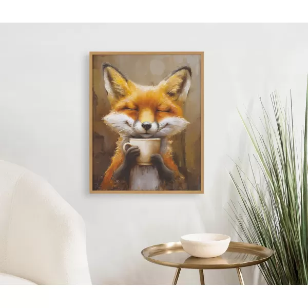 Kate and Laurel Cute Deer Wearing Glasses Framed Wall Art by The Creative Bunch Studio 12x16 Black Adorable Animal Art for WallGold  Fox Coffee