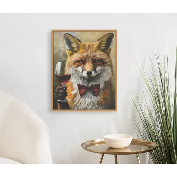 Kate and Laurel Cute Deer Wearing Glasses Framed Wall Art by The Creative Bunch Studio 12x16 Black Adorable Animal Art for WallGold  Fox Wine