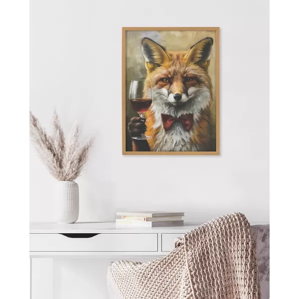 Kate and Laurel Cute Deer Wearing Glasses Framed Wall Art by The Creative Bunch Studio 12x16 Black Adorable Animal Art for WallGold  Fox Wine