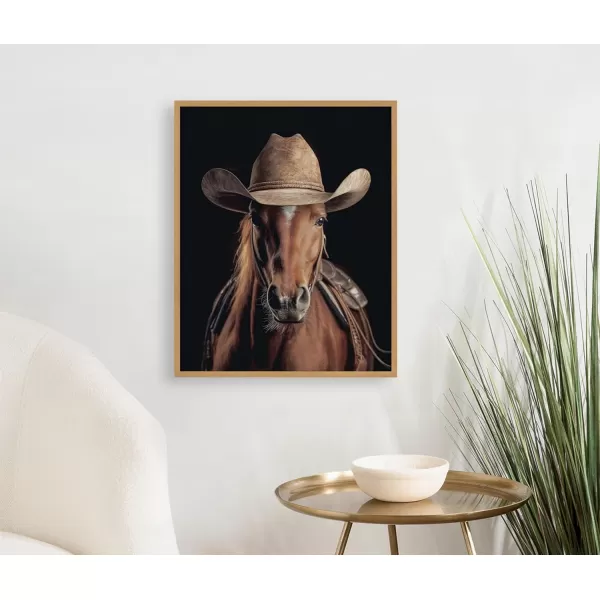 Kate and Laurel Cute Deer Wearing Glasses Framed Wall Art by The Creative Bunch Studio 12x16 Black Adorable Animal Art for WallGold  Horse Cowboy
