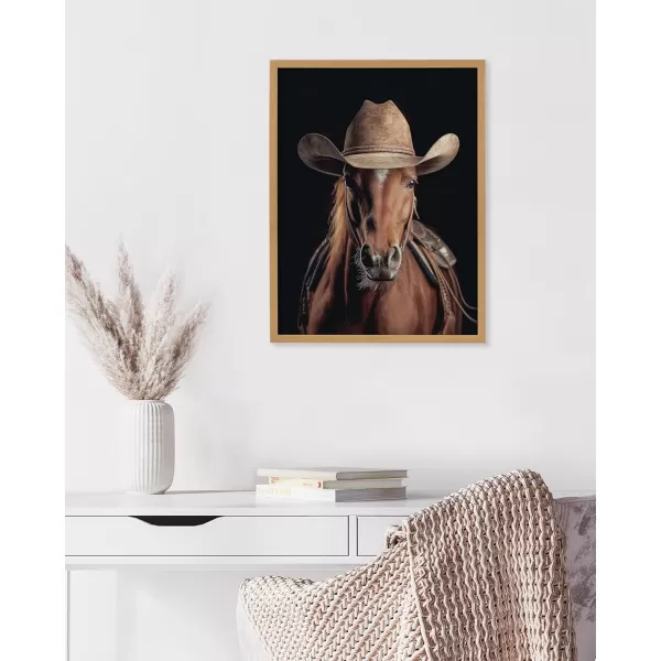 Kate and Laurel Cute Deer Wearing Glasses Framed Wall Art by The Creative Bunch Studio 12x16 Black Adorable Animal Art for WallGold  Horse Cowboy