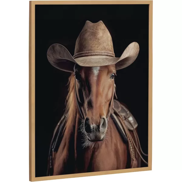 Kate and Laurel Cute Deer Wearing Glasses Framed Wall Art by The Creative Bunch Studio 12x16 Black Adorable Animal Art for WallGold  Horse Cowboy