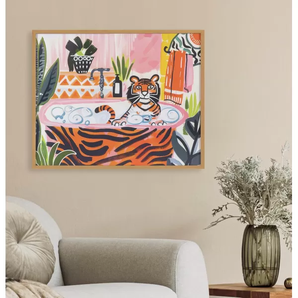 Kate and Laurel Cute Deer Wearing Glasses Framed Wall Art by The Creative Bunch Studio 12x16 Black Adorable Animal Art for WallGold  Tiger Bath