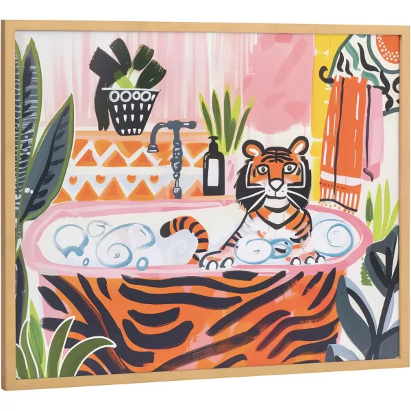Kate and Laurel Cute Deer Wearing Glasses Framed Wall Art by The Creative Bunch Studio 12x16 Black Adorable Animal Art for WallGold  Tiger Bath