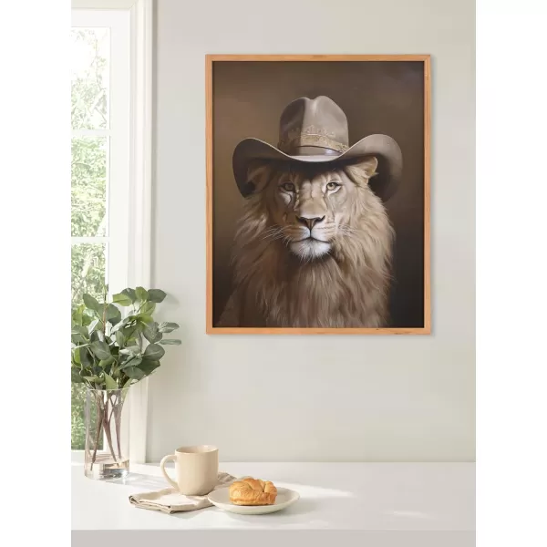 Kate and Laurel Cute Deer Wearing Glasses Framed Wall Art by The Creative Bunch Studio 12x16 Black Adorable Animal Art for WallNatural  Cowboy Hat