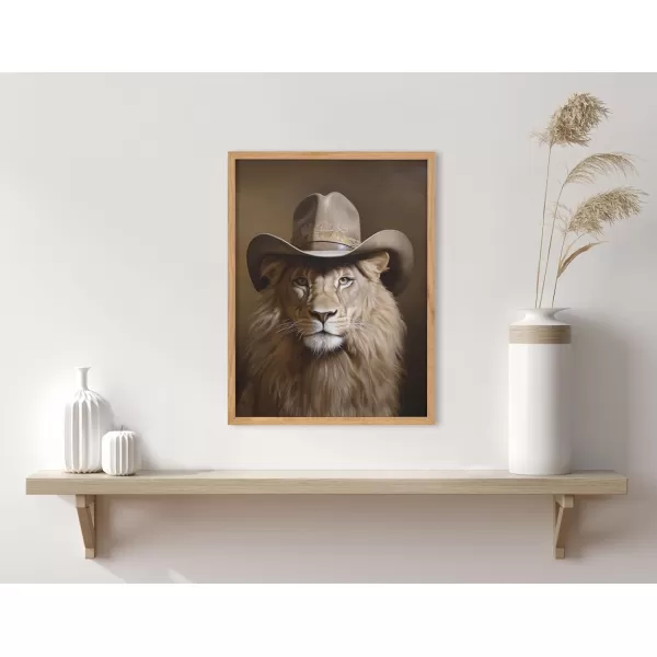 Kate and Laurel Cute Deer Wearing Glasses Framed Wall Art by The Creative Bunch Studio 12x16 Black Adorable Animal Art for WallNatural  Cowboy Hat