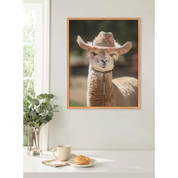 Kate and Laurel Cute Deer Wearing Glasses Framed Wall Art by The Creative Bunch Studio 12x16 Black Adorable Animal Art for WallNatural  Cowgirl Hat