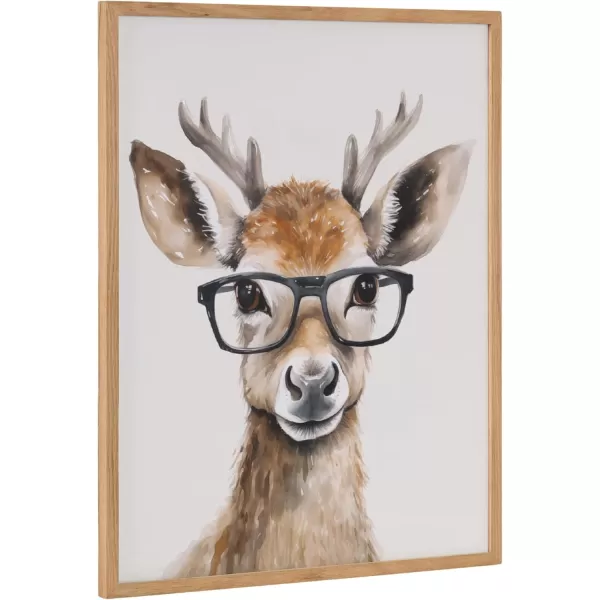 Kate and Laurel Cute Deer Wearing Glasses Framed Wall Art by The Creative Bunch Studio 12x16 Black Adorable Animal Art for WallNatural  Deer Glasses