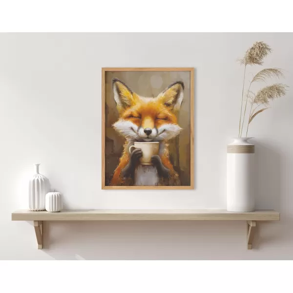 Kate and Laurel Cute Deer Wearing Glasses Framed Wall Art by The Creative Bunch Studio 12x16 Black Adorable Animal Art for WallNatural  Fox Coffee
