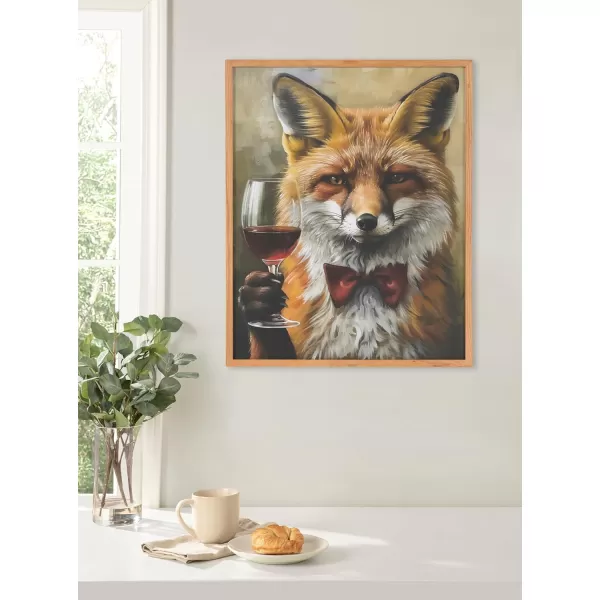 Kate and Laurel Cute Deer Wearing Glasses Framed Wall Art by The Creative Bunch Studio 12x16 Black Adorable Animal Art for WallNatural  Fox Wine