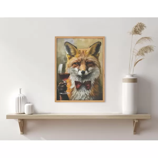 Kate and Laurel Cute Deer Wearing Glasses Framed Wall Art by The Creative Bunch Studio 12x16 Black Adorable Animal Art for WallNatural  Fox Wine