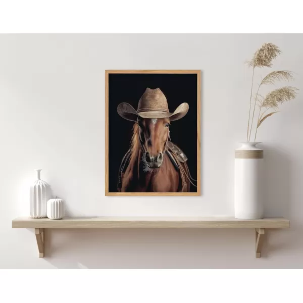 Kate and Laurel Cute Deer Wearing Glasses Framed Wall Art by The Creative Bunch Studio 12x16 Black Adorable Animal Art for WallNatural  Horse Cowboy