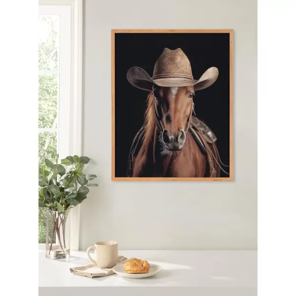 Kate and Laurel Cute Deer Wearing Glasses Framed Wall Art by The Creative Bunch Studio 12x16 Black Adorable Animal Art for WallNatural  Horse Cowboy