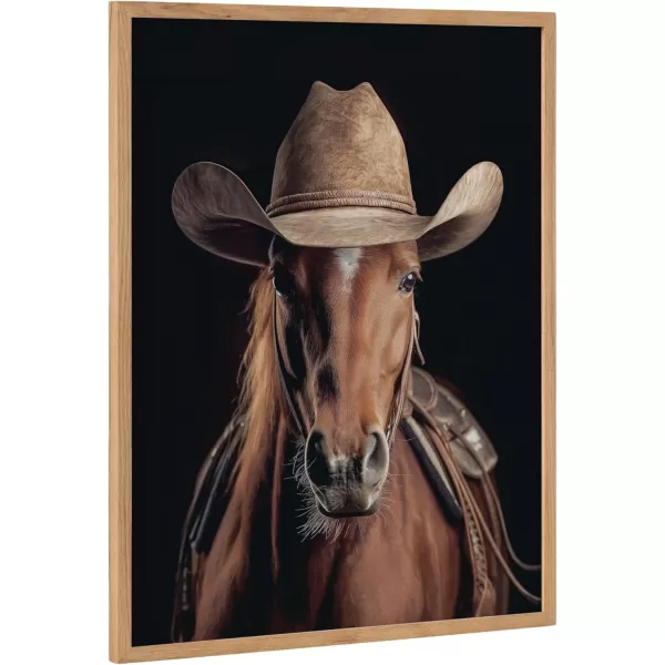 Kate and Laurel Cute Deer Wearing Glasses Framed Wall Art by The Creative Bunch Studio 12x16 Black Adorable Animal Art for WallNatural  Horse Cowboy